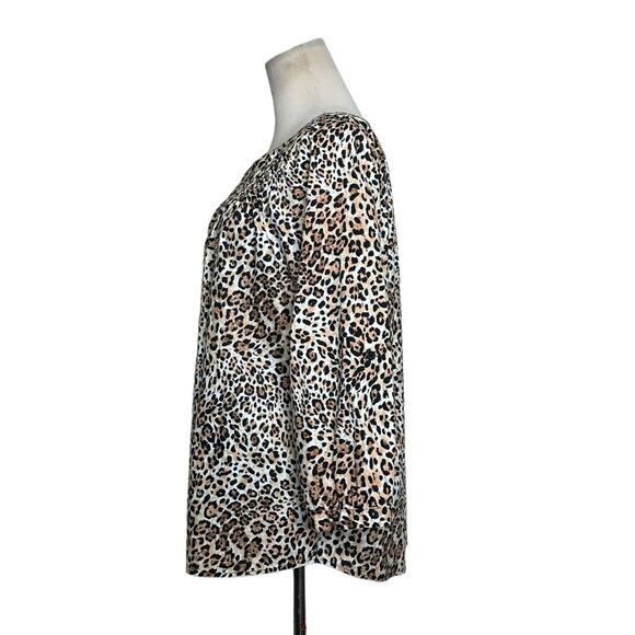 Harve Benard 3/4 sleeves animal print tunic button blouse size M - Picture 6 of 10